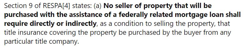 Section 9 RESPA Who chooses the title insurance